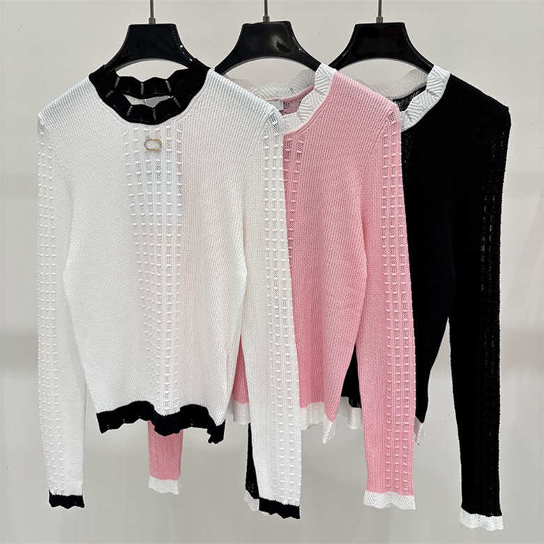 Chic Woman Elegant Knit Shirt Letter Rhinestone Long Sleeve Slim Fit Shirt Autumn Winter Date Vacation Office Daily Casual Wear