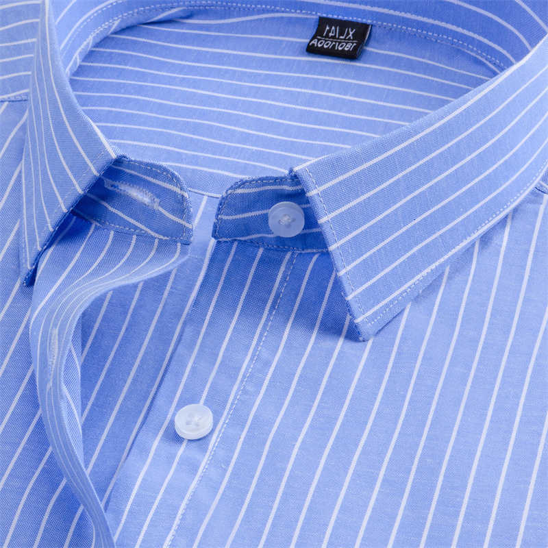 Casual Shirts New Men Men's Formal Shirt Long Sleeve Office Solid Color Striped Fashion Business Pocket White Social Shirt Men's Clothing