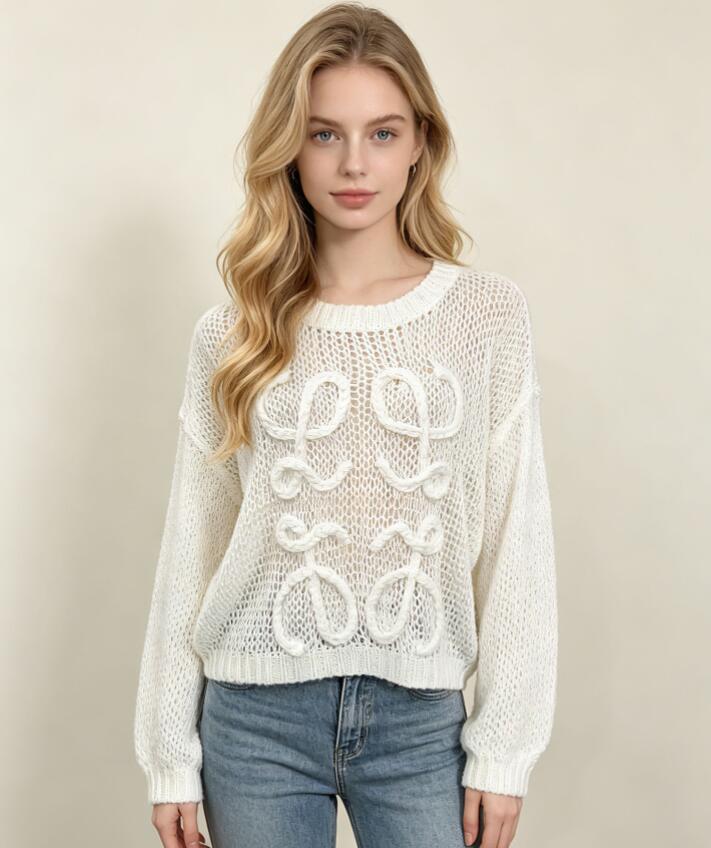 Women's Sweaters Luxury Crew Neck Knit clothes Loose Fit Long Sleeved Pullovers Designer Sweater Soft Sweet Casual Jumper Tops