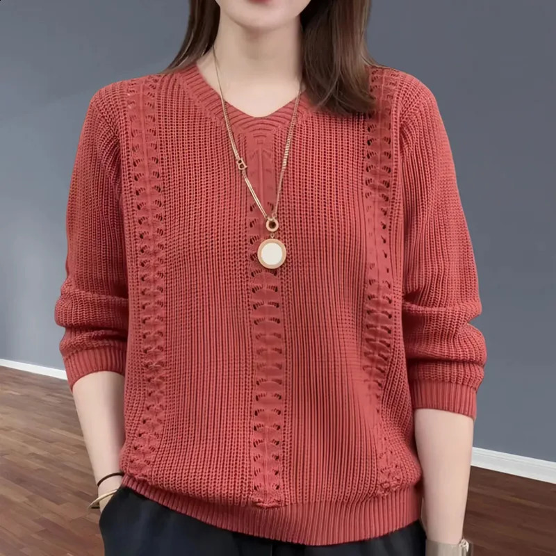 V-neck Knitted Sweater Autumn Women's Clothing Foreign Style Inside with Solid Color Bottoming Shirt Top Jumpe Homme 260918