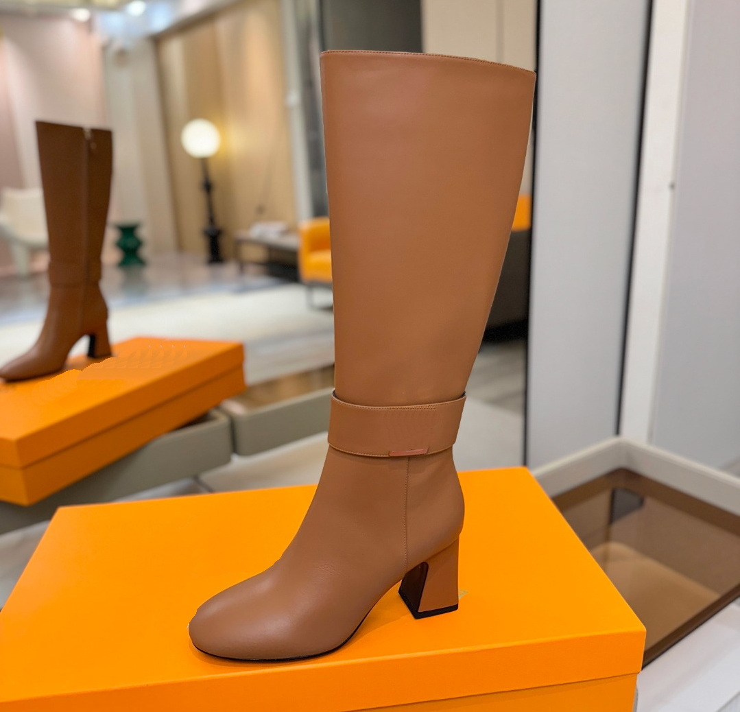 Luxury Dress Shoes Designer Top Quality Pure Hand-Made Imported Cowhide Metal Buckle British Style Round Toe Thick Heel Ankle Boots Short Boots Sing