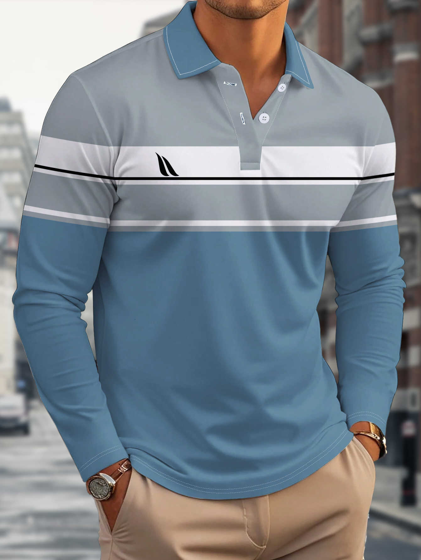 new Men's The Casual Shirts men's POLO shirt for Spring and Autumn 2025 is skin-friendly casual and fashionable with striped prints H26092