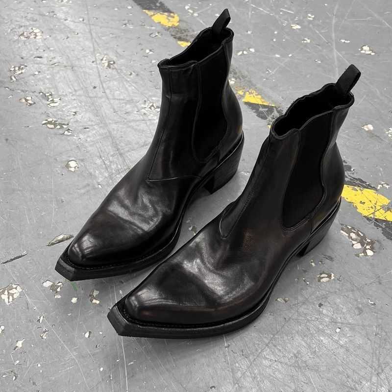 2026 Botas altas para hombre con suela gruesa y punta puntiaguda Chelsea británica informal de moda botas de mago de tacón alto H260921