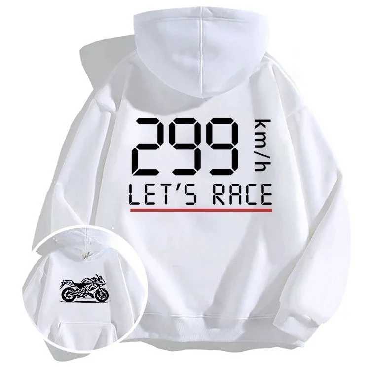 Hoodies Sweatshirts American Fashion Men's Retro Motorcycle Acceleration 299 Km Printed Hooded Sweater Men's and Women's Loose Plus S