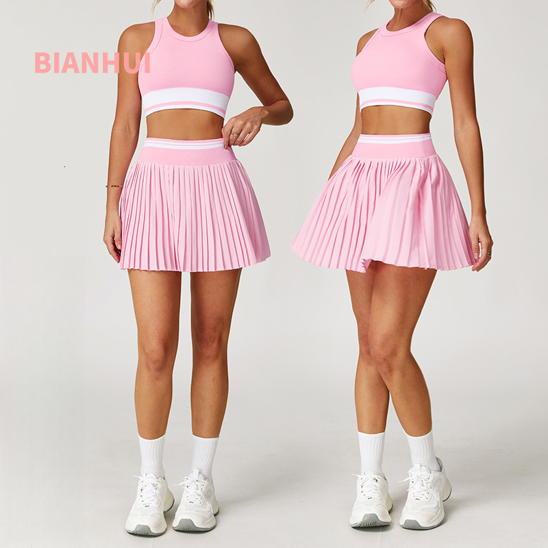 BIANHUI Summer Tennis Sports Female Clothing Yoga Sportswear Quick-Dry High-Waist For Women Fitness Women's Two Pieces Set 26Y0921