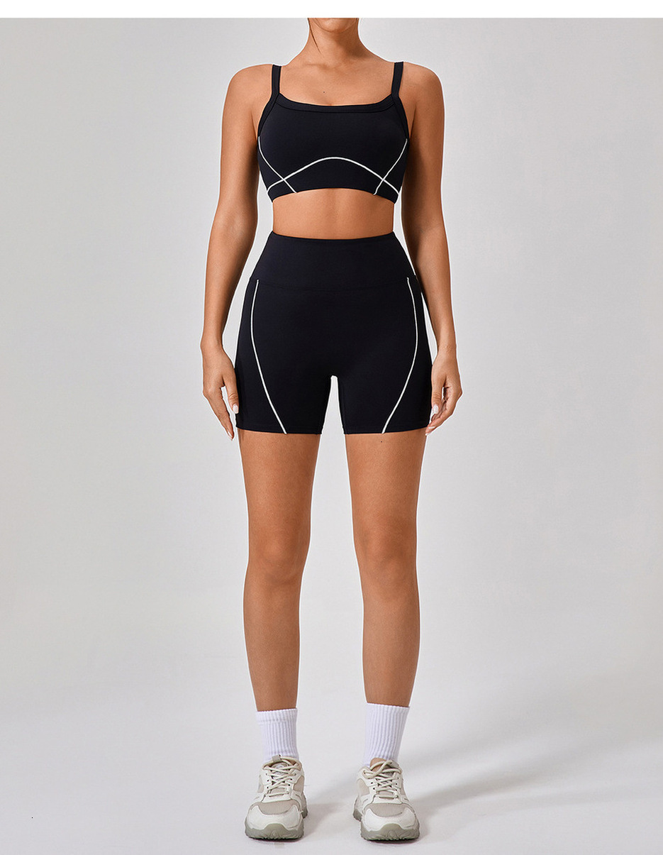 Stretchy Yoga Wear Set Women Two * Pieces Bralette Soft Breathable Gym Tracksuits Bra * Fiess Shorts Fared Pant Workout S