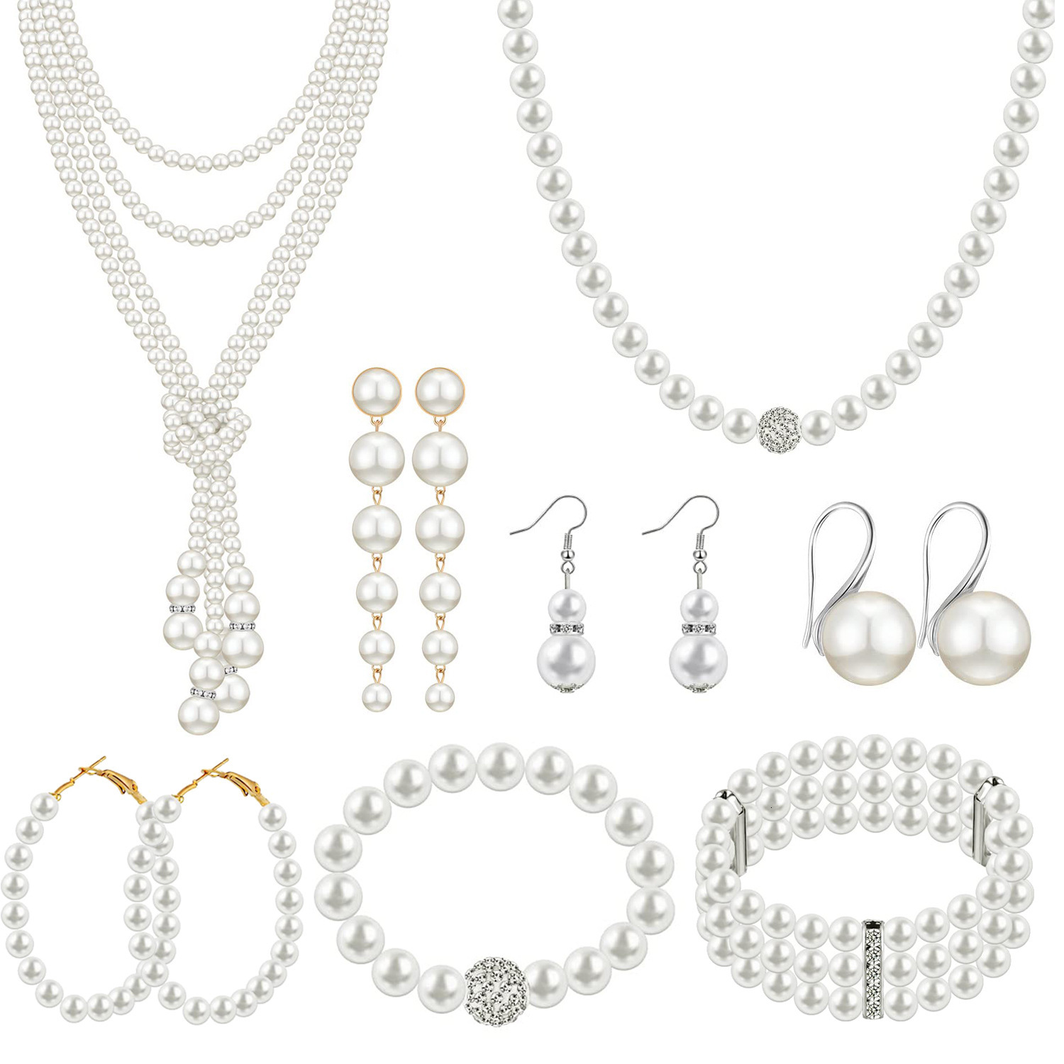 New High-End European and American Trendy Pearl Jewelry Retro Palace Style Necklace Set Wholesale