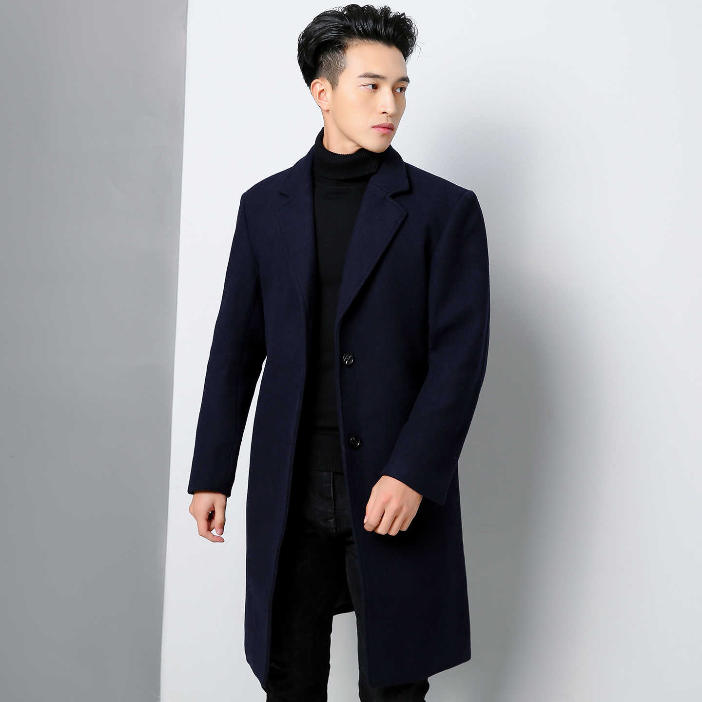 Color Men's Wool Blends Solid Men's Business Casual Woolen Coats 2026 Autumn Winter Wool Windbreaker Jackets Outwear Cotton Thicken Warm O