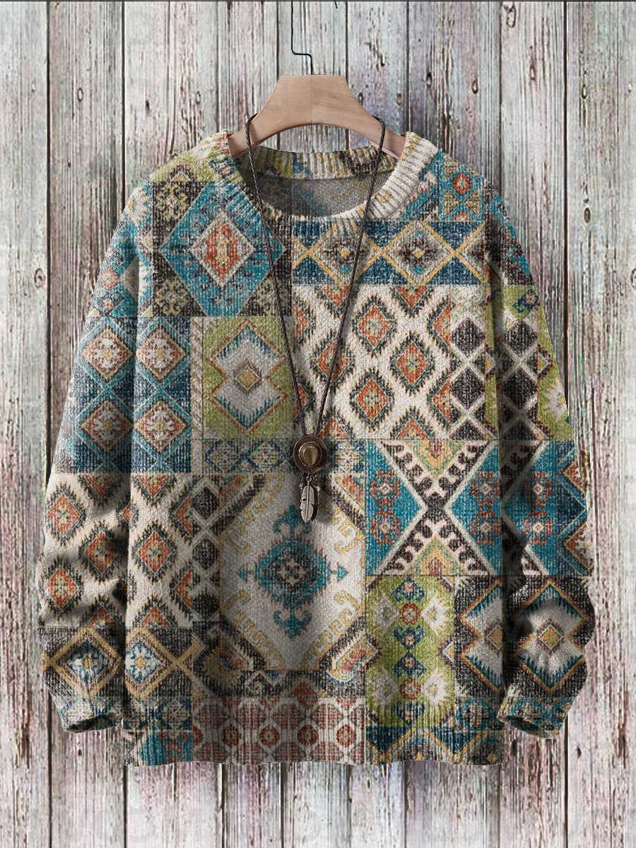 Felpa vintage unisex HeKnit con stampa casual da donna per uomo maglione S2609215QTK
