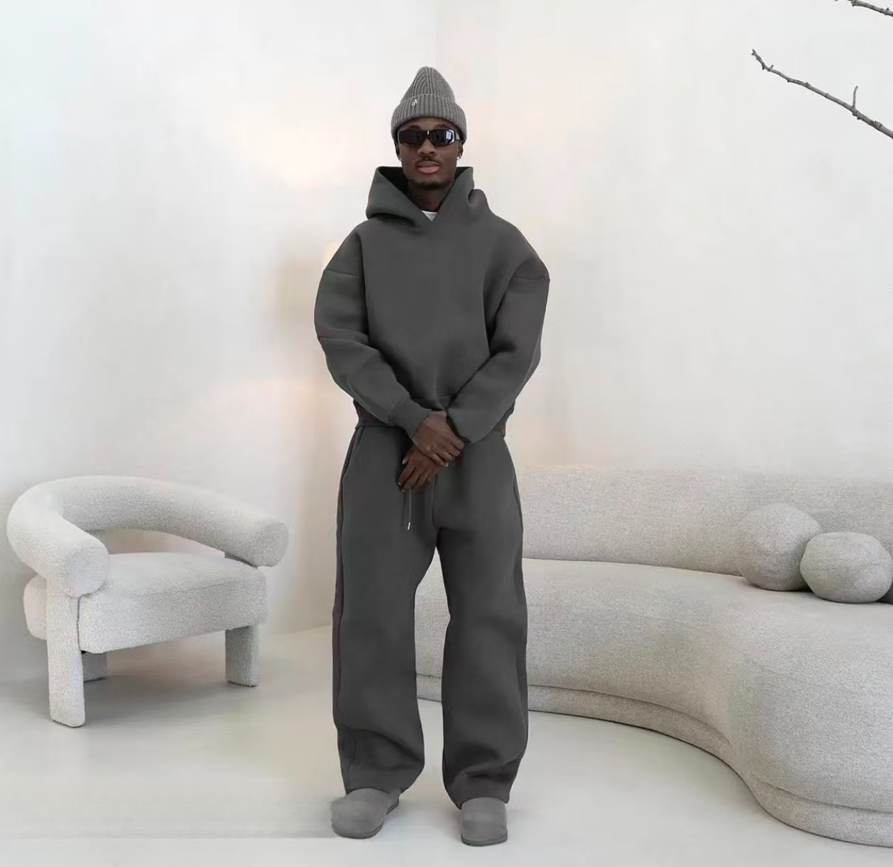 Designer Men's Tracksuits 2025 American Winter Couple Hooies 2 Piece Sets Loose Coats Drawstring Pants Vintage Hip hop Rap Avance Y2K Men Sport
