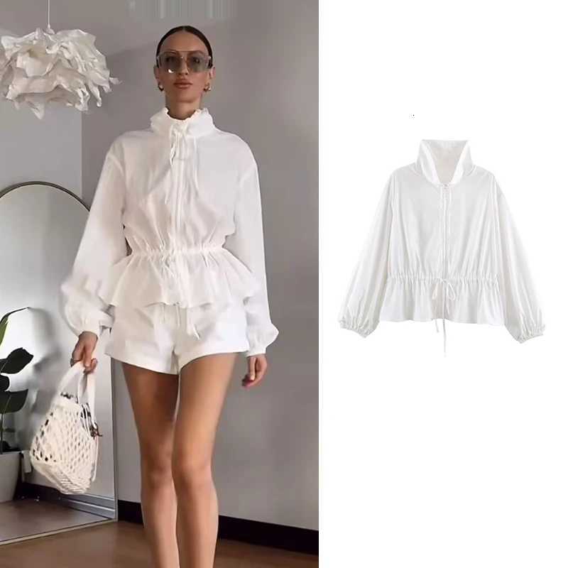 Women's Jackets Autumn Jackets Women's 2026 New Fashion Beige Loose Thin Turtleneck Coats Autumn Chic Women's Street Casual Jacket Bl