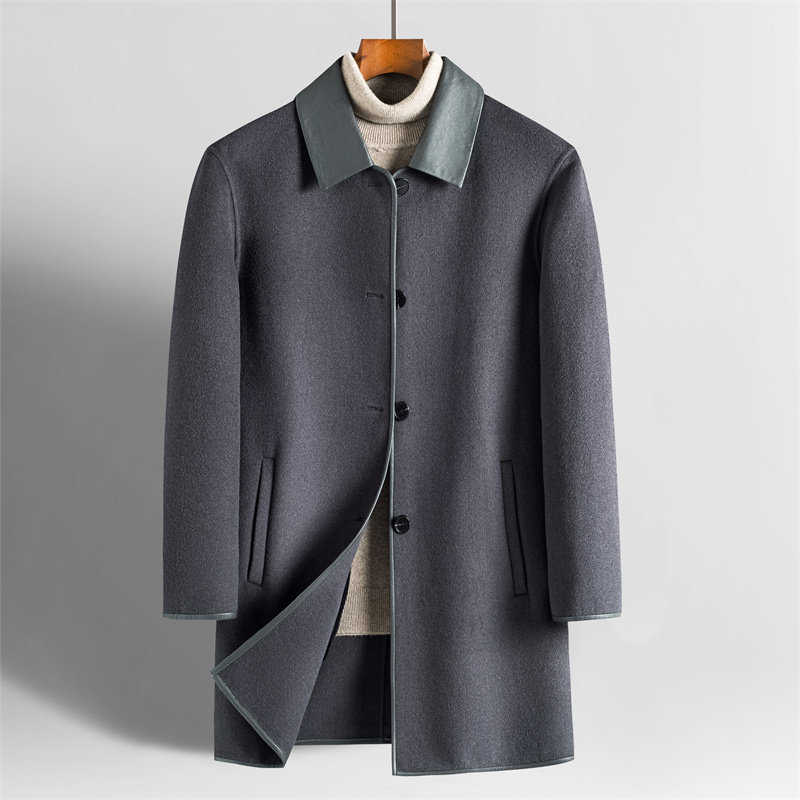 2025 Men's Wool Blends KOLMAKOV new arrival winter Double-sided wool coat thicked trench coat men men's smart casual woolen jackets size M