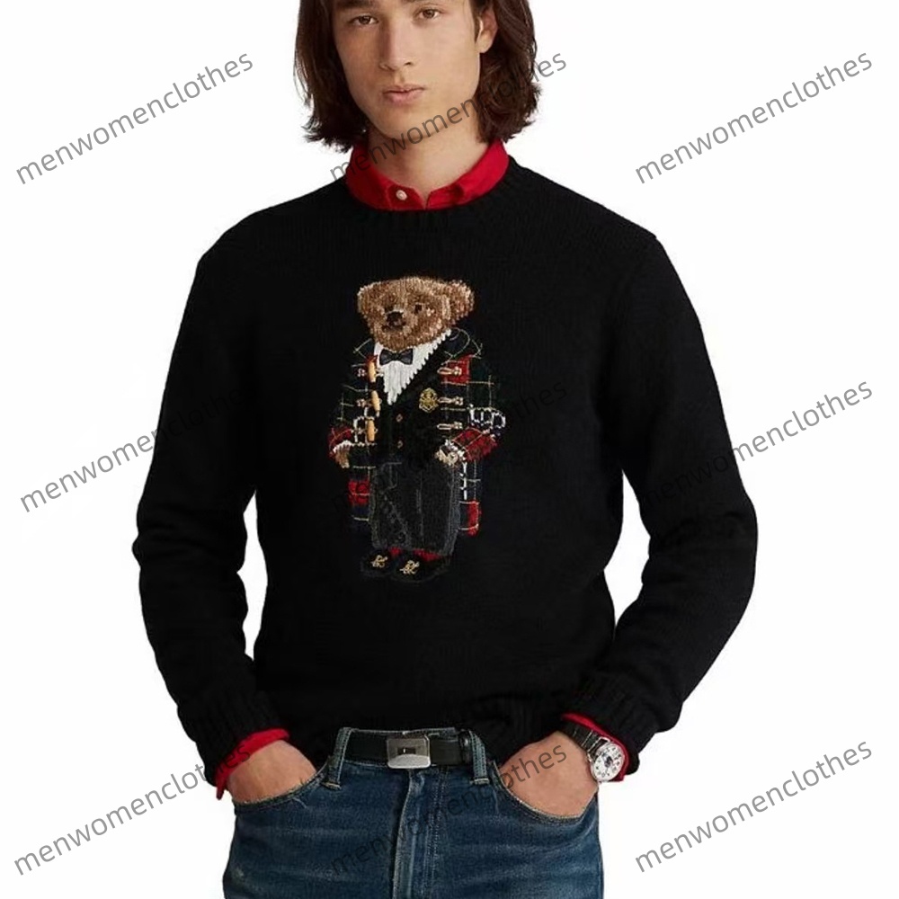 Fashion Designer Mens Sweaters Crew Neck Knitted Bear Jumpers American Flag Trendy Winter HighEnd Comfortable Cotton Men Pullover Chandails Sweatshi