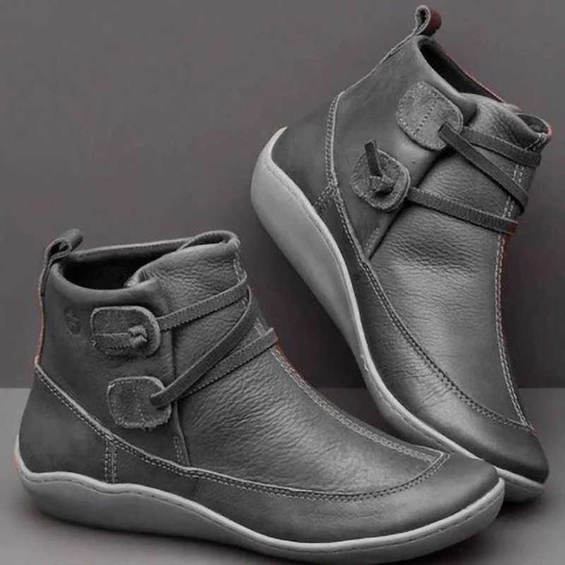 New Boots Autumn/winter Boots Women Flat Bottomed British Style Short Boots Soft Sole Comfort Non Slip Plus Size 43 Cotton Boots H260921