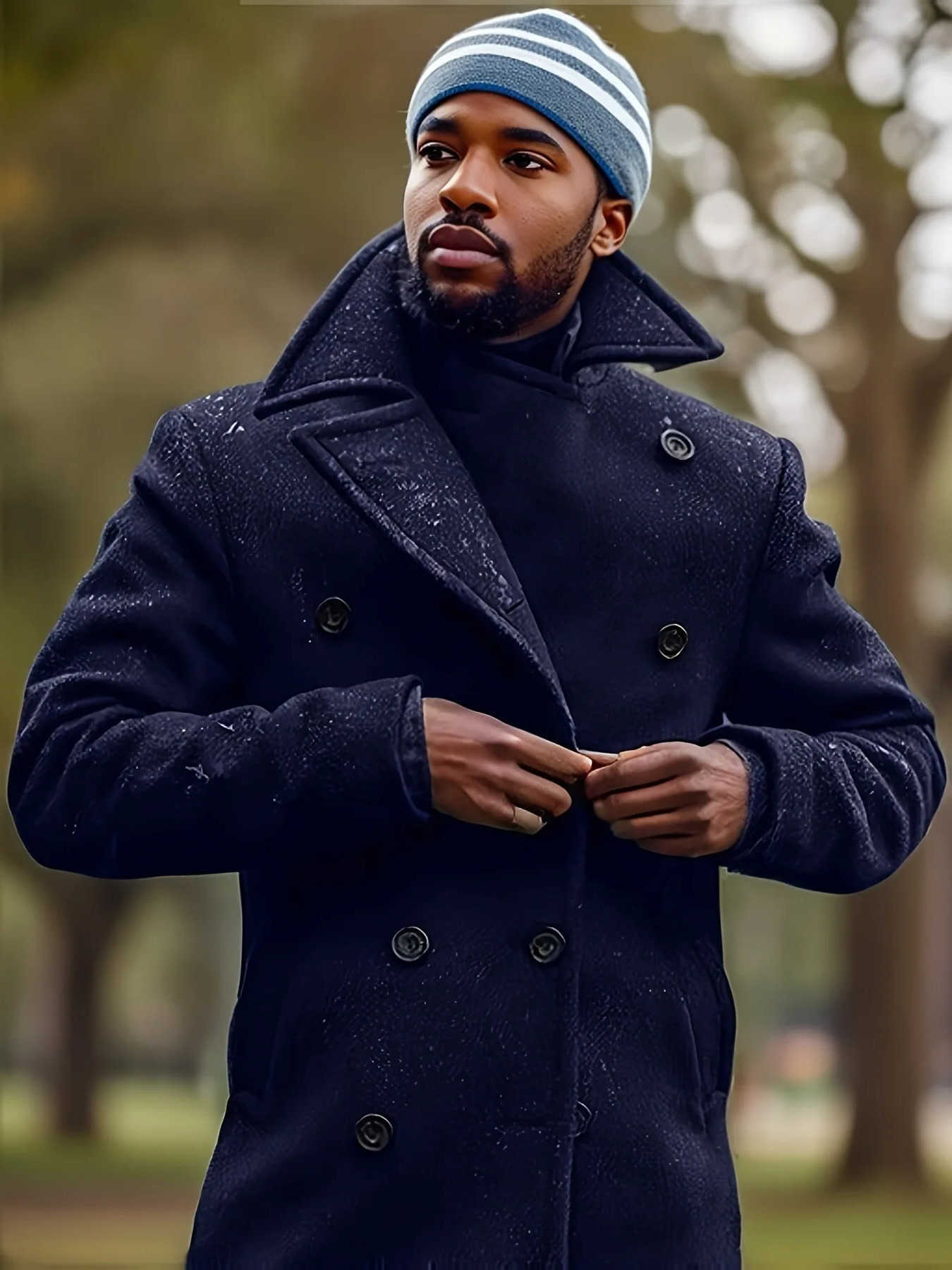 British Men's Men's Wool Blends Woolen Overcoat for Autumn and Winter 2024 European and American Casual Lapel Single-breasted Solid Color