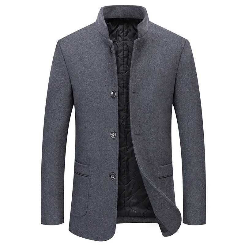 Winter Men's Wool Blends New Men Stand-up Collar Business Casual Woollen Trench Coats Male Cashmere Blazers Jackets Suits Coats Overcoats size