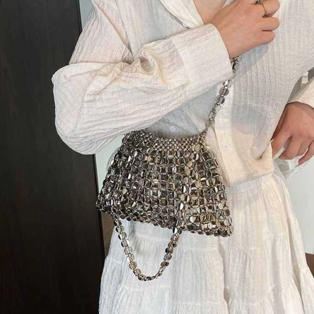 Evening Evening Sequin Bags Elegant Banquet Bags Temperament Underarm Bag Glitter Shoulder Bag Mini Small Purse Silver Shiny Bags Women D260922