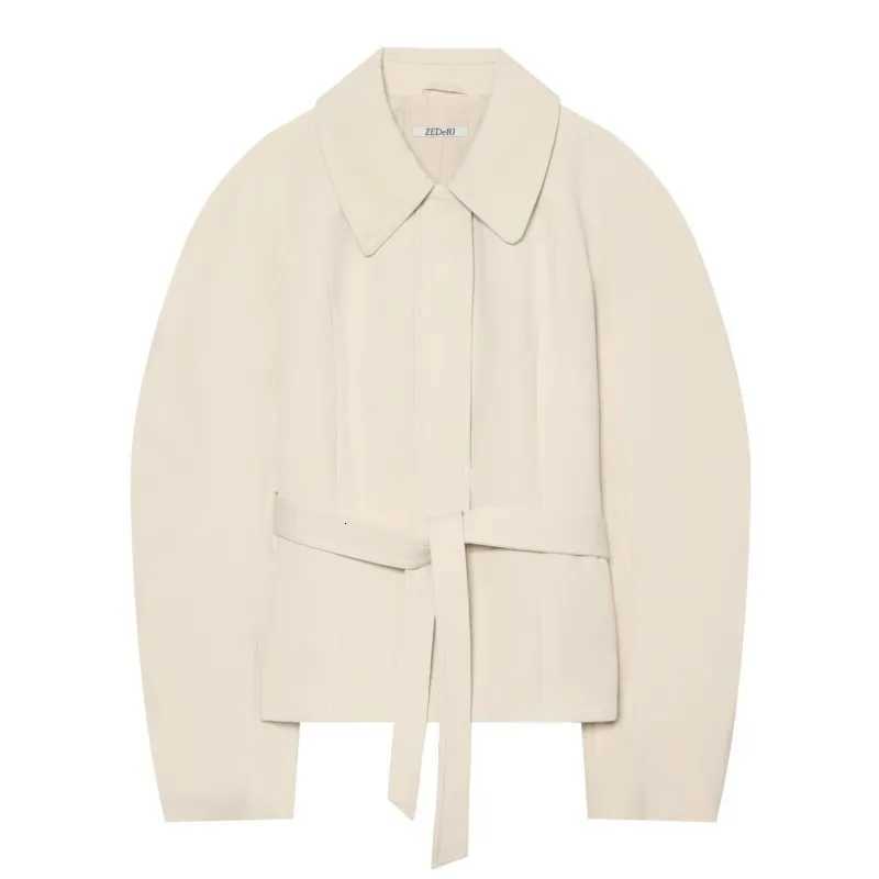 Winter Women's Jackets Jacket Women's with Belt New 2026 Lapel Collar Simple Loose Women Peplum Jackets Chic Female Coats C260921