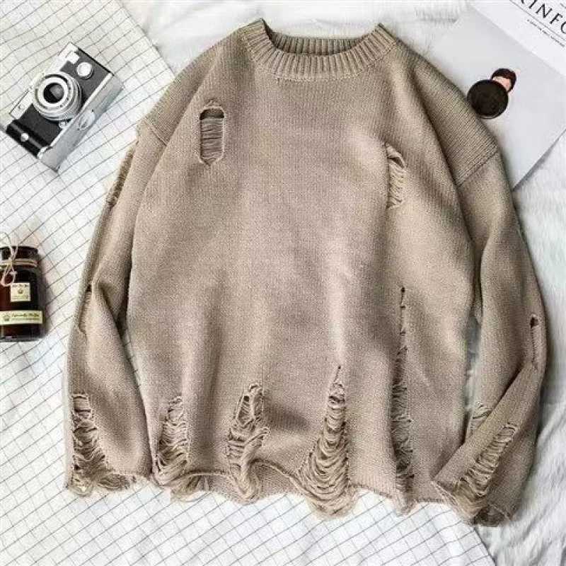 Retro Hong Kong Style Japanese Pure Color Knitted Sweater Casual round Neck Men's Sweater Couple Outerwear Korean Trend S260921TIUN