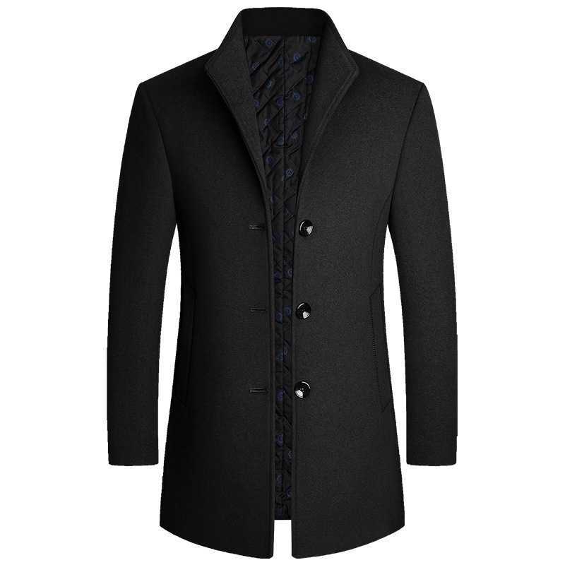 Stand Men's Men Wool Blends Collar Single Breasted Long Sleeve Solid Color Simple Basic Casual Trendy Business Wool Blends Coats New Fashion To