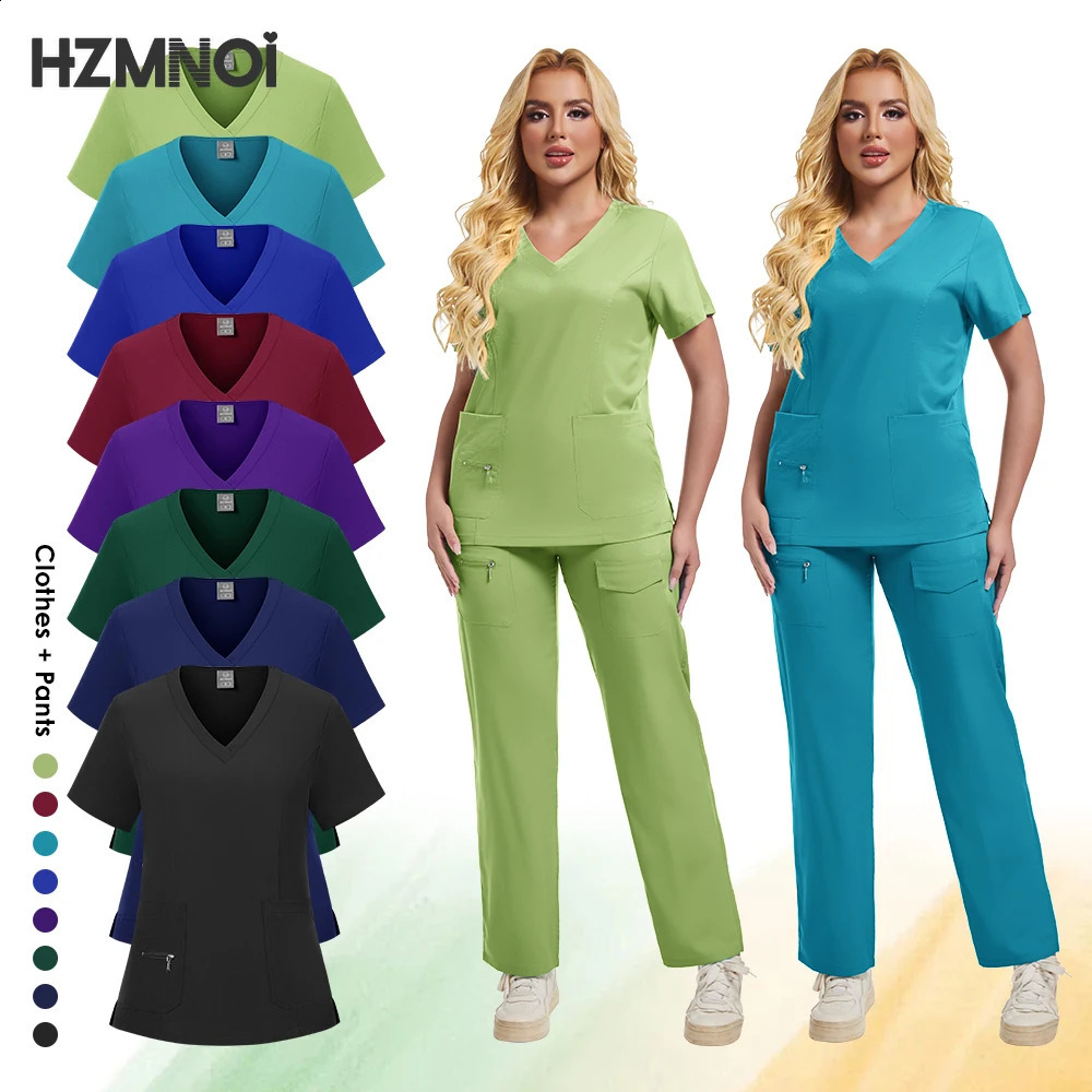 High Quality Scrubs Uniform Nurse Accessories Pet Clinic Doctor Work Clothes Multicolor Anesthetist Uniforms Nurse Women 260918