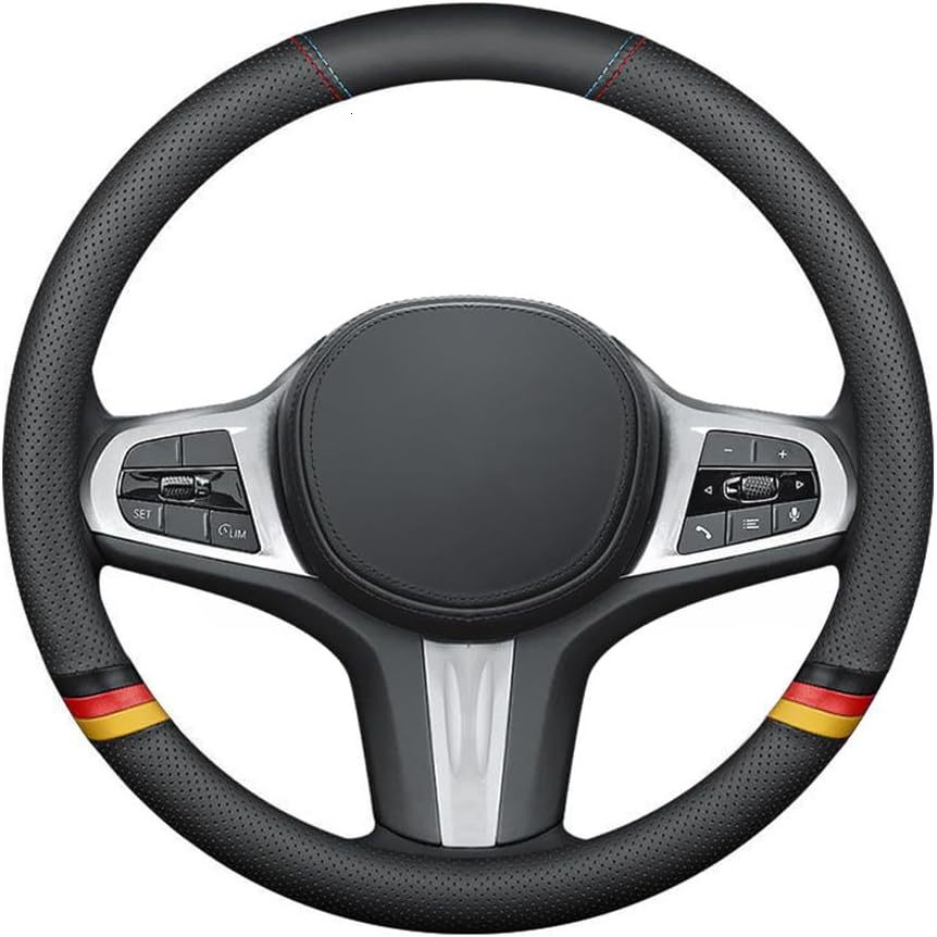 Car Steering Wheel Cover Protector Comfortable Non-Slip Simple Perforated Design Universal 15inch Approx. 38.1cm