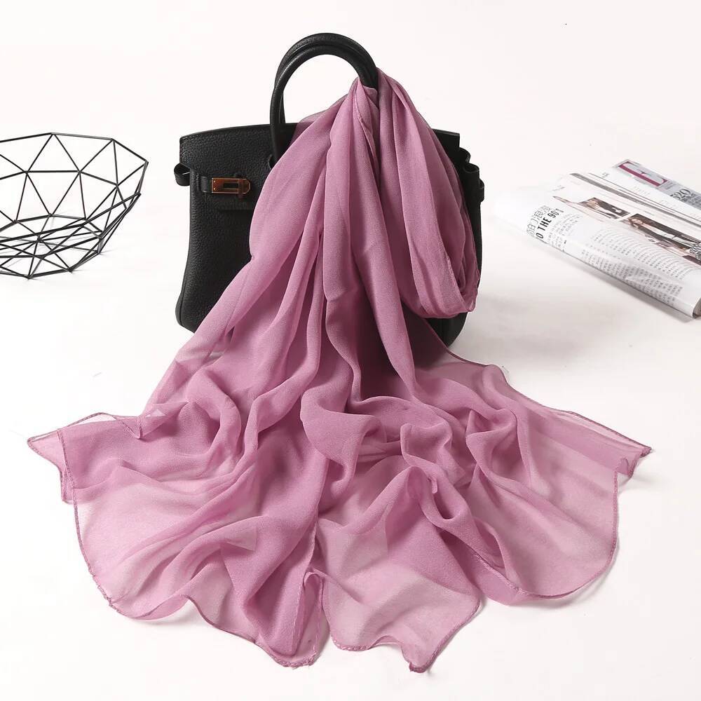 Chiffon Scarves Spring Summer Silk Scarf Fashion Women Solid Color Long Soft Wrap Bandana Muslim Shawl Beach Sunscreen Hijab W260921