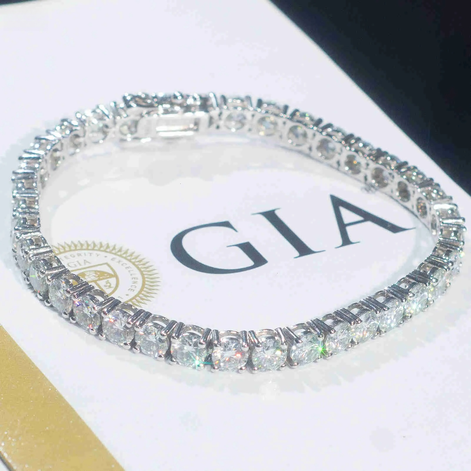 new designer women bangle bracelet 10k 14k 18k gold and silver plating vvs lab created diamond moissanite tennis chain with box free shipping