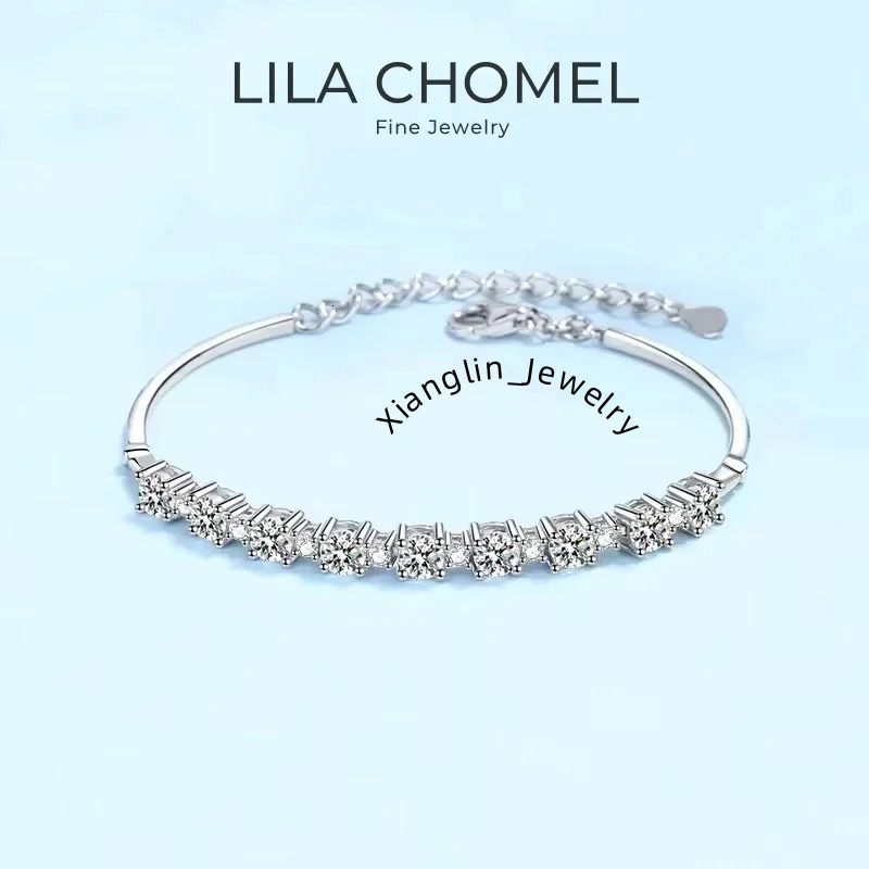 Girl Friend Birthday Gift 18K White Gold Wedding Bracelets 2.7CT Moissanite Diamond Women Valentine's Day PT950 Fine Jewelry