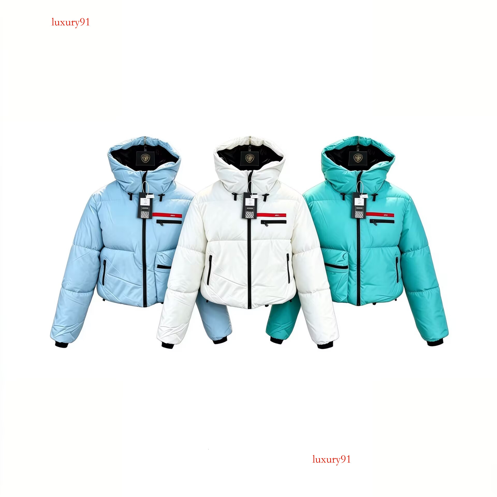 Winter Women Short Style Down Coat High Quality Designer Down Parkas Striped Badge Classic Puffer Coats Trend Girls Thick Outerwear 4Xl