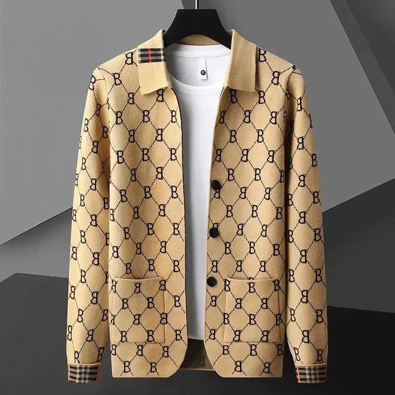 Designer Luxury Brand Men's Knitted Cardigan Lapel Embroidered B Jacquard Sweater coat Korean autumn Fashion Trend Men's Wear Q260921