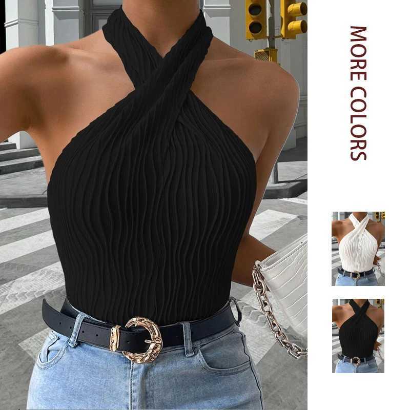 2026 Summer New Women's Sexy Off-the-shoulder Wavy Plain Color Camisole L260921G06M