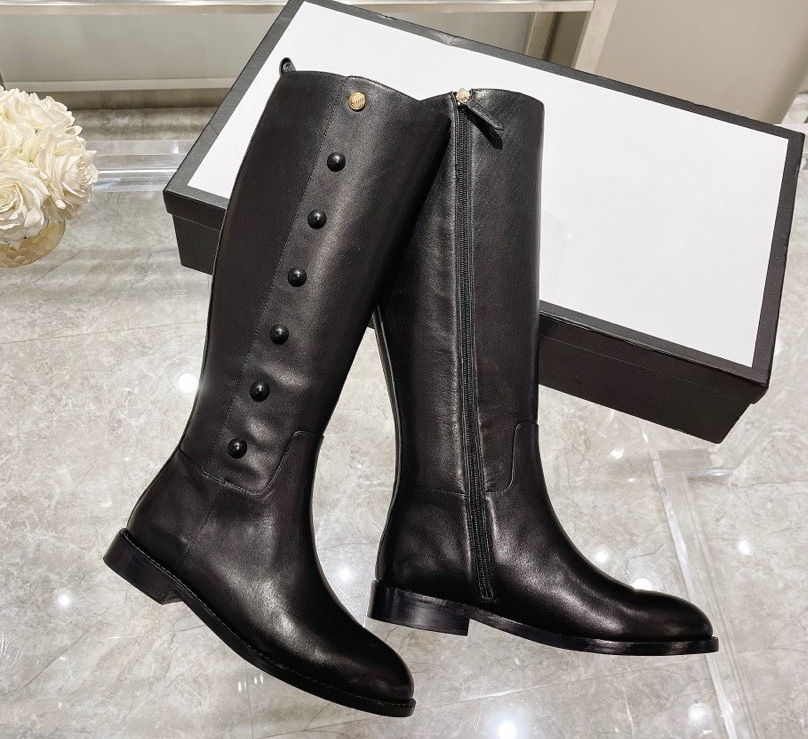 Luxury Women Dress Shoes Designer Women's Genuine Leather Over-The-Knee Boots Round Head Low Heels Knight Boots