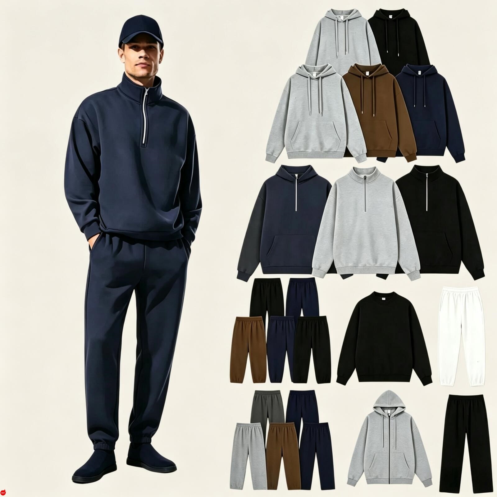 10A 2026 sale Zipper Coat Basic men Hooded Comfort Athletic Lounge women sweatshirt Pants sets Men Hoodie Jacket sweat set alosetismly men wowomen c