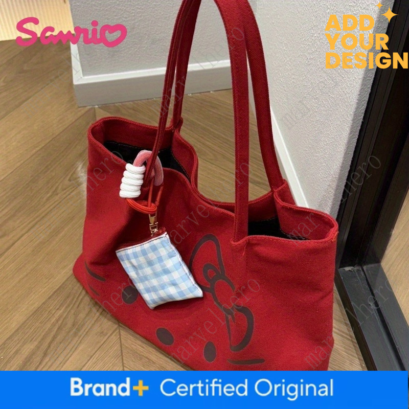 New Hello Kitty Large Capacity Women's Crossbody Shoulder Bag Tote Bag, Red/White Optional, Suitable For Daily Storage, Commuting, Travel Handb