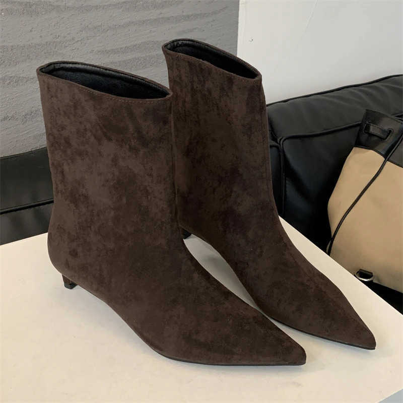 Eilyken Vintage Pointed Toe Boots Women Ankle Boots Designer Thin Low Heel Shoes Modern Short Botas Autumn Winter Zapatos De Mujer H260921