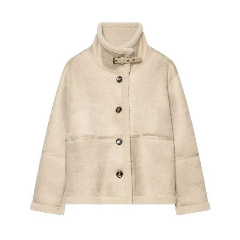 Jackets Fashionable Autumn Early Women's Autumn Women's New Style Coat Casual Sheepskin V Neck Coat Simple Fashionable And Elegant Design