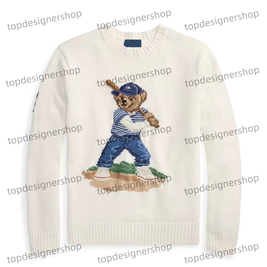 Popular Designer Mens Sweaters Crew Neck Knitted Jumpers Embroidery Bear American Flag Sweater Trendy Winter HighEnd Comfortable Cotton Men Pullover