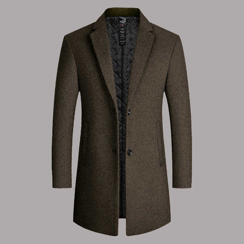 2024 Men's Wool autumn Blends and winter new mid to long woolen coat for men middle-aged casual versatile fashionable solid color woolen coat D