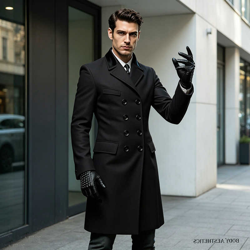 Autumn Blends Men's Winter Wool New Fashion Men Solid Color Double Breasted Loose Fit Casual Trendy Simple Basic Daily Wool Jackets Male Coats