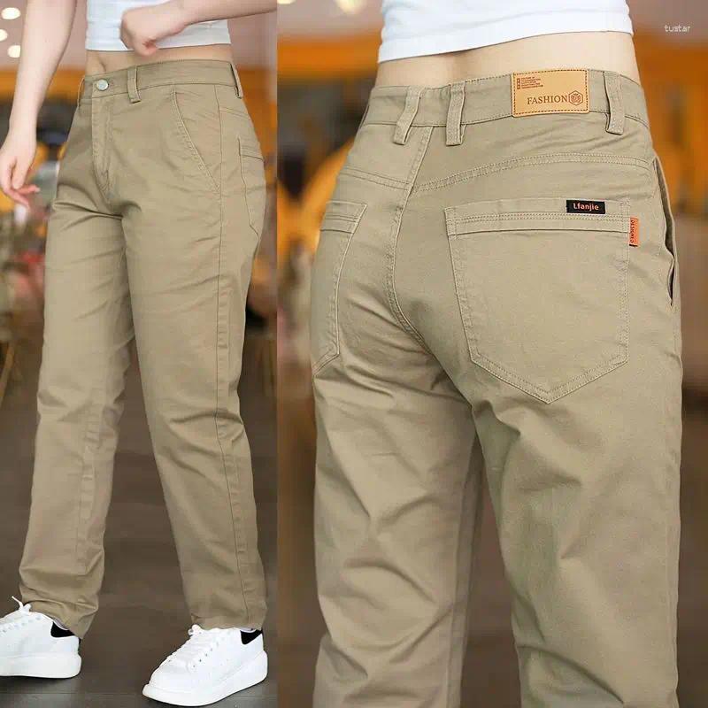 Pantaloni casual da uomo in cotone primavera autunno Pantaloni da lavoro leggeri elastici versatili alla moda da lavoro formali slim dritti