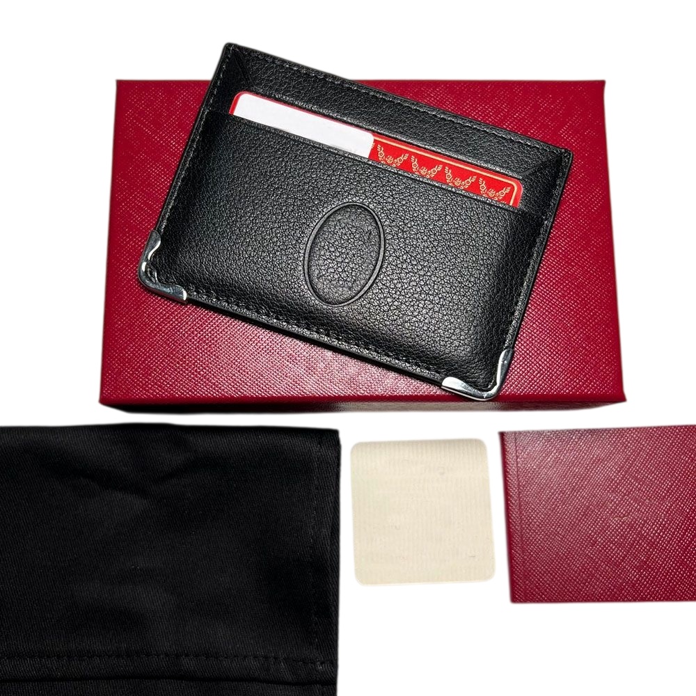 Red Leather Must Credit Card Holder Mens Wallet Designer Wallets Metal Small Pocket Mini Cardholder Coin Purse Formal Simple Ba1