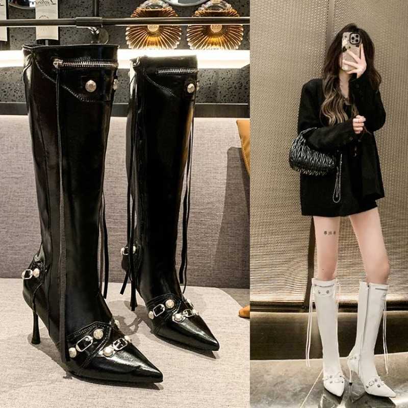 Women Sexy Chelsea Boots Boots Pointed Toe High Heels Shoes Designer Winter New Stilettos Knee High Boots Pumps Motorcycle Botas H260921