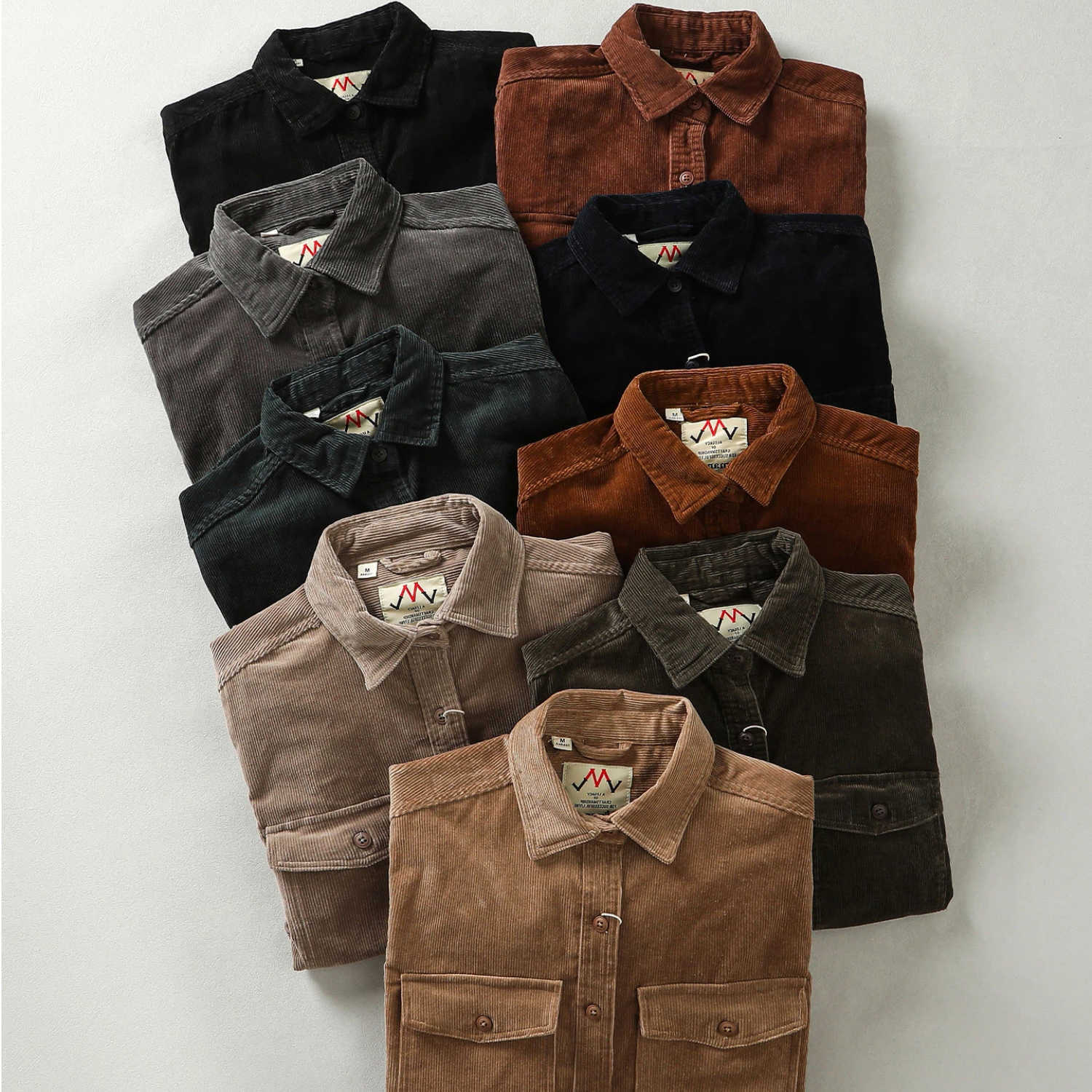 cotton Men's 100% Casual Shirts vintage washed corduroy long-sleeved shirt men's loose shirt jacket H260921