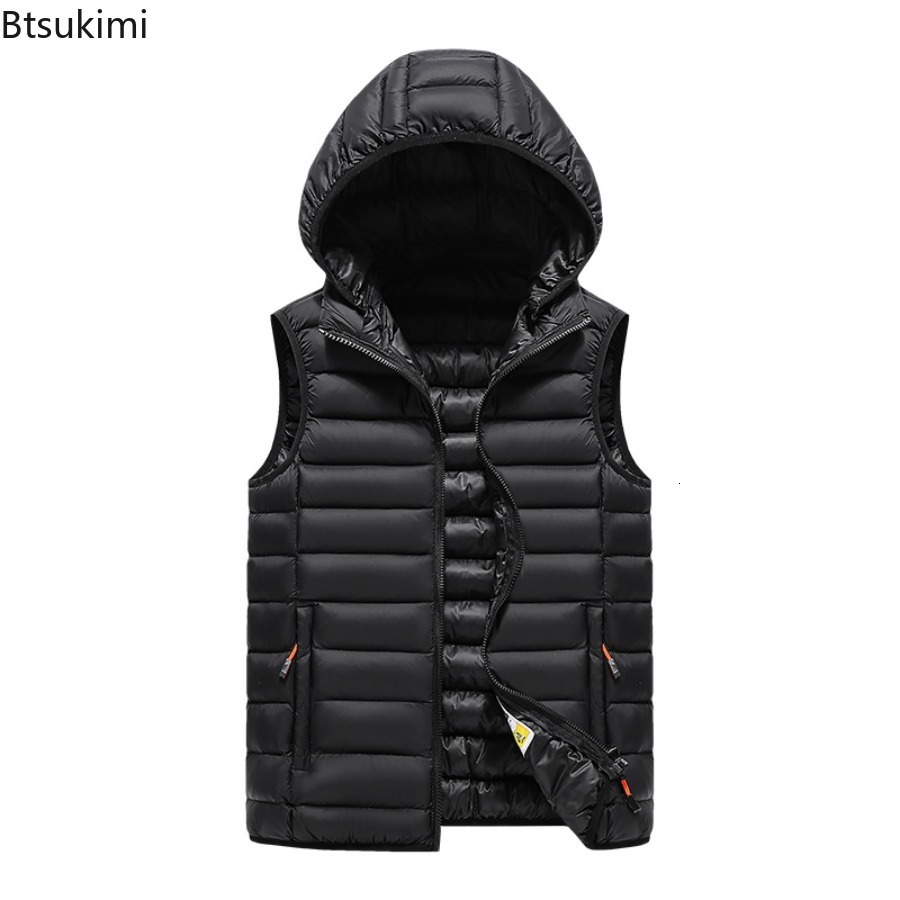 New Autumn Winter Men's Sleeveless Vest Jackets Fashion Thicked Cotton-padded Warm Vests Men Casual Cold-proof Hooded Waistcoats J260921