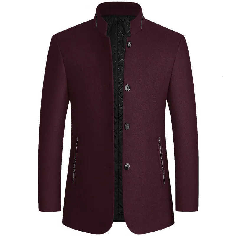 Brand Men's Wool Blends BROWON Winter Coat Men Chinese Style Stand Collar Solid Coats for Men 2026 Autumn and Winter Business Casual Woolen Jac