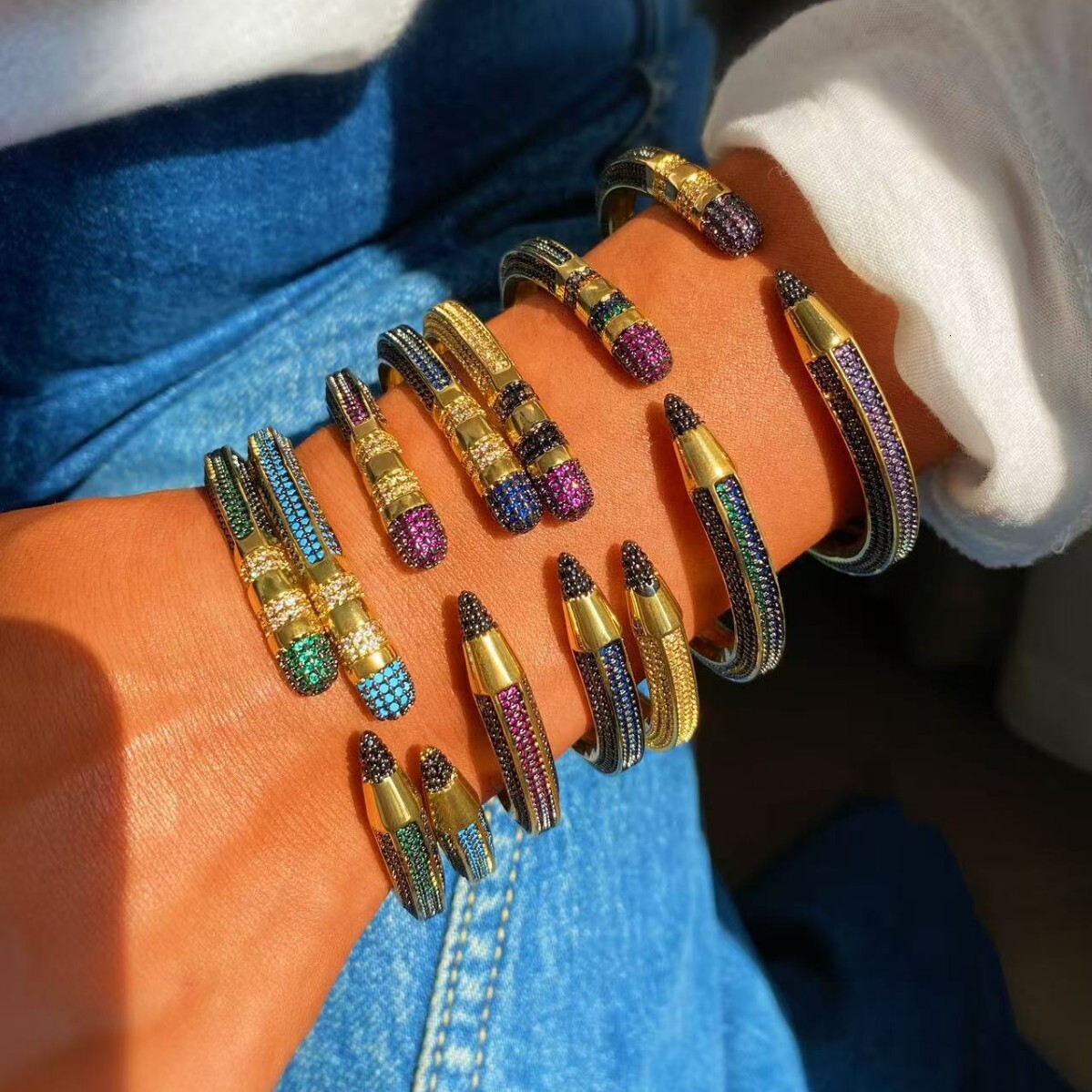 Luxurious Designer New European And American Pencil-shaped Bracelets And Rings For Export To Japan And South Korea - Simple And Unique Style