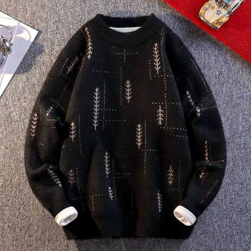 Retro American Knitted Sweater Men's Lazy Style Japanese Trendy Brand Autumn Winter Overhead Knitwear Coat round Neck Long Sl... S26092164P7