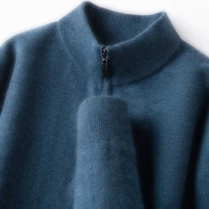 100% Austran Merino Wool Sweater 350g Thickened High-Neck Zip-Up Thermal Breathable Q260921