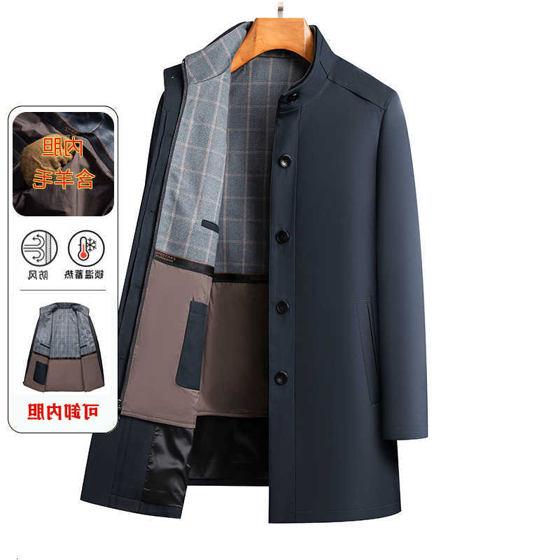 Men's Men's Wool thick Blends Coat Winter Clothing 2024 Winter New Men's Long stand collar Casual Windbreaker Men Detachable Down Inn